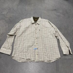Barbour‎ The Country Shirt Men's Long Sleeve Button Down White Plaid 2XL